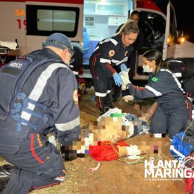 Fotos de Homem sofre parada cardiorrespiratória após ser atropelado na BR-376 - Uma câmera de segurança registrou o acidente