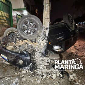 Fotos de Motorista que estaria perseguindo ladrões sofre acidente em Maringá