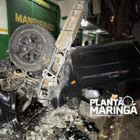 Fotos de Motorista que estaria perseguindo ladrões sofre acidente em Maringá