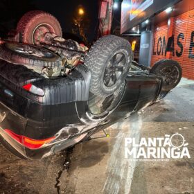 Fotos de Motorista que estaria perseguindo ladrões sofre acidente em Maringá