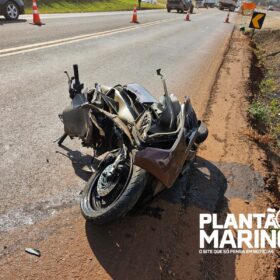 Fotos de Batida entre moto e caminhão deixa motociclista morto em Maringá