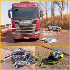 Fotos de Batida entre moto e caminhão deixa motociclista morto em Maringá