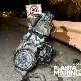 Fotos de Motor é arrancado e arremessado a cerca de 100 metros após acidente, em Maringá 