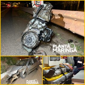 Fotos de Motor é arrancado e arremessado a cerca de 100 metros após acidente, em Maringá 