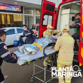 Fotos de Imagens mostram mãe caindo de ônibus do transporte público em Maringá