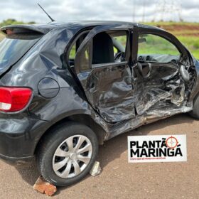 Fotos de Colisão em Maringá deixa casal ferido após veículo invadir preferencial