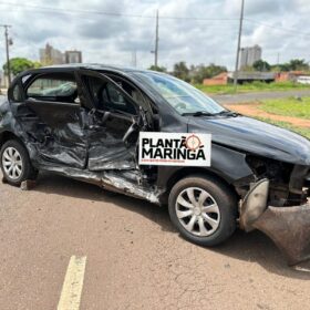 Fotos de Colisão em Maringá deixa casal ferido após veículo invadir preferencial