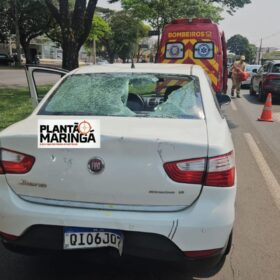 Fotos de Motociclista sofre ferimentos graves após bater na traseira de carro em Maringá; veja o vídeo 