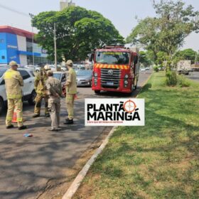 Fotos de Motociclista sofre ferimentos graves após bater na traseira de carro em Maringá; veja o vídeo 