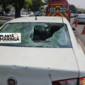 Fotos de Motociclista sofre ferimentos graves após bater na traseira de carro em Maringá; veja o vídeo 