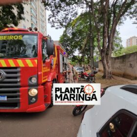 Fotos de Operários ficam presos em andaime durante ventania em Maringá