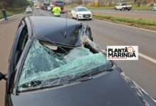 Fotos de Carro fica destruído após colisão com caminhão entre Iguatemi e Maringá