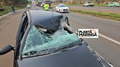 Fotos de Carro fica destruído após colisão com caminhão entre Iguatemi e Maringá