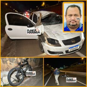 Fotos de Vídeo mostra dois carros e uma moto atropelando ciclista que morreu no Contorno Norte em Maringá - apenas um condutor parou para prestar socorro  