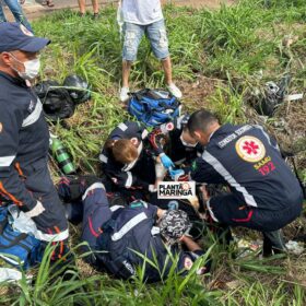 Fotos de Motociclista é intubado e socorrido em estado gravíssimo após acidente no Contorno Sul em Maringá; Veja o flagrante