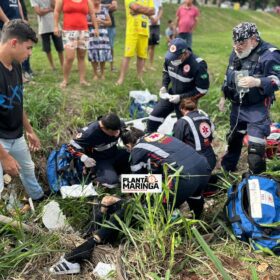 Fotos de Motociclista é intubado e socorrido em estado gravíssimo após acidente no Contorno Sul em Maringá; Veja o flagrante