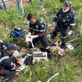 Fotos de Motociclista é intubado e socorrido em estado gravíssimo após acidente no Contorno Sul em Maringá; Veja o flagrante