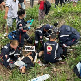 Fotos de Motociclista é intubado e socorrido em estado gravíssimo após acidente no Contorno Sul em Maringá; Veja o flagrante