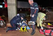 Fotos de Motociclista fica inconsciente após bater contra tubo de concreto em Sarandi