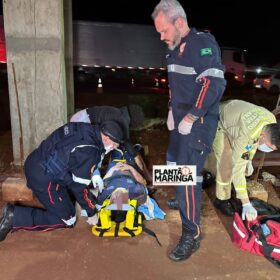 Fotos de Motociclista fica inconsciente após bater contra tubo de concreto em Sarandi