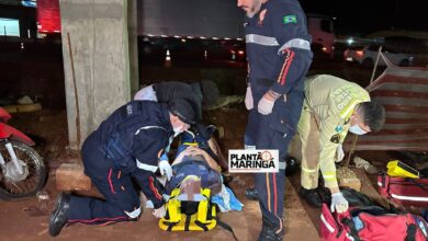 Fotos de Motociclista fica inconsciente após bater contra tubo de concreto em Sarandi