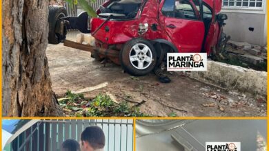 Fotos de Motorista embriagado bate em árvore e invade residência em Maringá; duas pessoas ficaram feridas