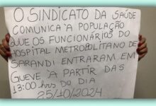 Fotos de Trabalhadores do Hospital Metropolitano de Sarandi anunciam greve a partir do dia 25 de outubro