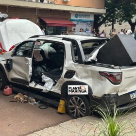 Fotos de Câmera registra carro avançando preferencial e provocando acidente em Maringá