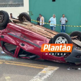 Fotos de Colisão seguida de capotamento deixa quatro feridos em Maringá