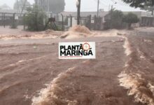 Fotos de VÍDEO: Rua vira ‘rio’ após chuva em Sarandi