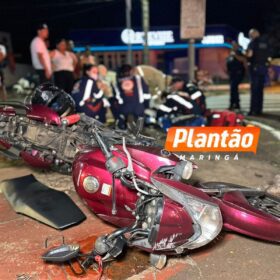 Fotos de Acidente entre ônibus e motocicleta deixa jovem gravemente ferido em Maringá