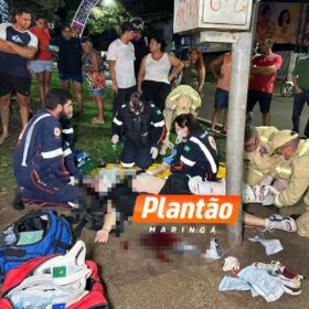 Fotos de Acidente entre ônibus e motocicleta deixa jovem gravemente ferido em Maringá