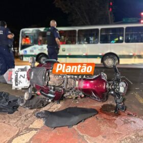 Fotos de Acidente entre ônibus e motocicleta deixa jovem gravemente ferido em Maringá