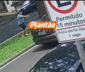 Fotos de Câmera registra homem sendo baleado enquanto dirigia em Maringá