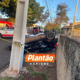 Fotos de Acidente no Jardim América deixa veículo capotado e uma pessoa ferida