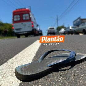 Fotos de Câmera de segurança registra homem sendo atropelado em Maringá, a vítima foi socorrida em estado gravíssimo