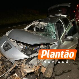 Fotos de Carro fica destruído após acidente no Contorno Norte de Marialva mobiliza socorristas