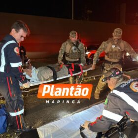 Fotos de Casal fica ferido em acidente de moto na Avenida Colombo, em Maringá