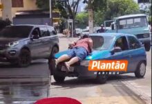 Fotos de Homem com barra de ferro é arrastado por carro após briga de trânsito em Maringá