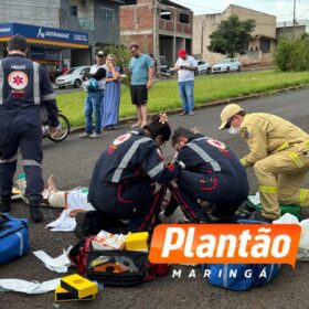 Fotos de Motociclista é intubado e socorrido em estado gravíssimo após acidente com caminhonete em Maringá