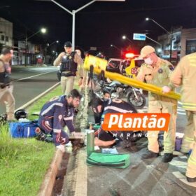 Fotos de Câmera registra acidente entre duas motos que deixou mulher em estado gravíssimo, em Maringá