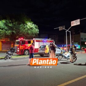 Fotos de Câmera registra acidente entre duas motos que deixou mulher em estado gravíssimo, em Maringá