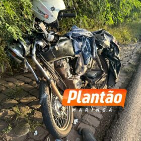 Fotos de Motociclista fica em estado grave após colisão traseira com caminhão no Contorno Sul em Maringá