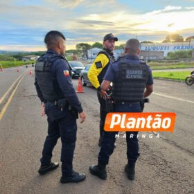 Fotos de Motociclista fica em estado grave após colisão traseira com caminhão no Contorno Sul em Maringá