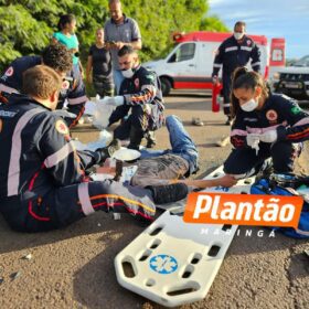 Fotos de Motociclista fica em estado grave após colisão traseira com caminhão no Contorno Sul em Maringá