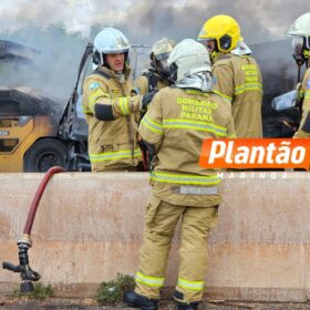 Fotos de Vídeo mostra carreta explodindo após colisão com dois caminhões em Maringá, duas pessoas morreram