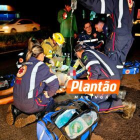 Fotos de Motociclista fica gravemente ferido após bater na traseira de caminhão em Maringá