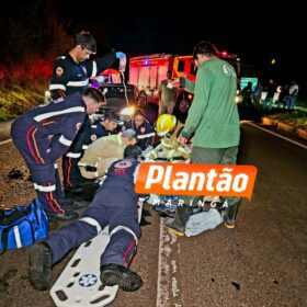 Fotos de Motociclista fica gravemente ferido após bater na traseira de caminhão em Maringá