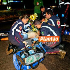 Fotos de Motociclista fica gravemente ferido após bater na traseira de caminhão em Maringá