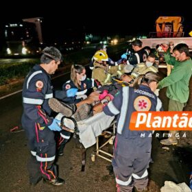 Fotos de Motociclista fica gravemente ferido após bater na traseira de caminhão em Maringá